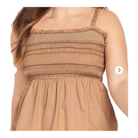 Old Navy Smocked Baby Doll Tan Tank Blouse Top | Size 3X - Picture 3 of 10